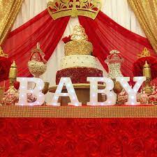 Royal Rose Baby Shower Party Ideas Photo 16 Of 24 Red Baby Shower Baby Shower Decorations Gold Baby Shower Decorations