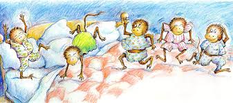One 1 fell off and bumped his head. Five Little Monkeys Jumping On The Bed Eileen Christelow