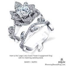 The Lotus Flower Ring Set By Bloomingbeautyring Com Uniqueengagementrings Flower Engagement Ring Lotus Engagement Ring Flower Engagement Ring Set