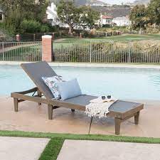 Della Outdoor Mesh Chaise Lounge With Acacia Wood Frame Patio Furniture Chaise Lounge Outdoor Patio Chaise Lounge Outdoor Chaise Lounge Cushions