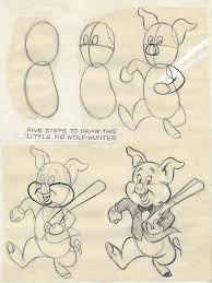 Preston Blair Cartoon Animation Original Drawings Of Pig Wolf Hunter For 1994 Walter Foster Art Book Cartoon Drawings Animal Drawings Cartoon Drawing Tutorial