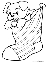 These free, printable christmas coloring pages are fun for kids during the holiday season. Christmas Puppy Inside A Christmas Stocking Coloring Page Coloring Home