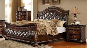King bedroom sets from rooms to go. Buy Mcferran B9588 King Sleigh Bedroom Set 3 Pcs In Oak Veneers Dark Cherry Finish Leather Online
