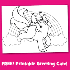 The card prints out at 5x7 or can be sent as an ecard. Free Printable Unicorn Greeting Card To Color Make Breaks