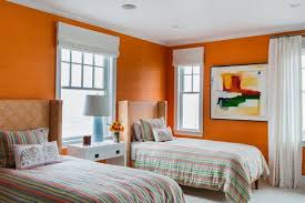Jun 27, 2021 · a gorgeous wallpaper makes it so easy to liven up your bedroom, whether you choose to paper all four walls or simply turn the wall at the head of your bed into an accent wall, as in this gorgeous space from turquoise. 15 Best Orange Paint Colors For Your Home Orange Room Decor Ideas