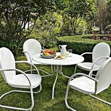 Griffith Nostalgic White 5 Piece Outdoor Patio Dining Set 7j749 Lamps Plus Retro Patio Furniture Metal Outdoor Furniture Outdoor Tables And Chairs