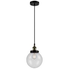 Black And Brass Glass Pendant Light Globe Electric Daario 1 Light Bronze And Antique Brass Hanging Pendant With Clear Glass Shade 65269 Glass Pendant Light Globe Pendant Light Blown Glass Pendant Light