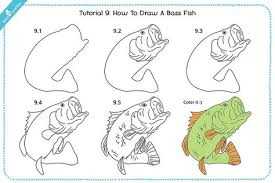 How To Draw A Fish Step By Step For Kids Fishing Painting Canvas Fish Drawings Fish Painting