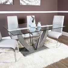 Explore all tables created by eileen gray. Set Caspian Toughened Glass Chrome Dining Room Table And 6 Light Grey Chairs Picture Perfect Home