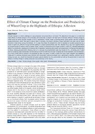 Pdf Effect Of Climate Change On The Production And Productivity Of Wheat Crop In The Highlands Of Ethiopia A Review