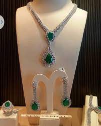طقم فضة ايطالي مرصع زمرد زركون ميكرو فضة silver silvers pearls ياقوت زمرد عقيق يماني عقيق زفاير لؤلؤ اليمن jewelery turquoise turquoise necklace