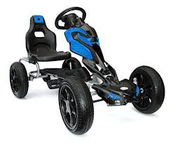 Joy 4kids Kart A Pedales Pour Enfant Avec Pneus Eva 5 12ans Bleu Voiture A Pedales Voiture Enfant Kart