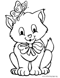 The Kitten With A Butterfly On His Head Coloring Page Cat Coloring Book Animal Coloring Pages Puppy Coloring Pages