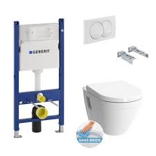 Abattant wc geberit au prix le plus juste, pour toutes vos installations, livraison et retour gratuits. Geberit Pack Wc Bati Duofix Cuvette Suspendue Vitra S50 Sans Bride Abattant Soft Close Plaque Blanche Brico Prive