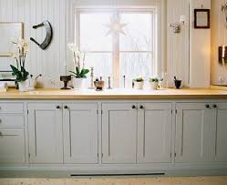 Love The Cabinet Color With The Butcher Block And White Grey Kitchen Cabinets Scandinavian Kitchen Design Grey Cupboards