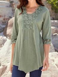 Round Neck Asymmetric Hem Decorative Lace Patchwork Plain Short Sleeve T Shirts Half Sleeve Blouse Half Sleeve Women Blouses For Women