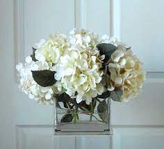 Large Silk White Cream Hydrangea Arrangement Flower Arrangement Silk Flowers White Hydran Flower Vase Arrangements Hydrangea Arrangements Flower Arrangements