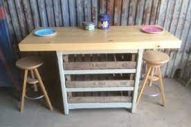 A Rustic Wooden Pine Freestanding Kitchen Island Handmade Breakfast Bar Table Breakfast Bar Table Freestanding Kitchen Island Bar Dining Table