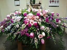 Lg Mixed Casket Spray Funeral Flower Arrangements Colorful Flowers Arrangements Memorial Flowers