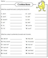 Contraction Worksheets Teaching Contractions 4th Grade Reading Worksheets Language Arts Worksheets Contraction Worksheet