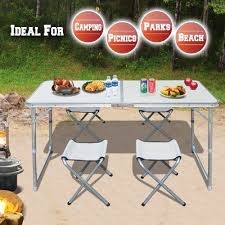 Sunriseoutdoorltd Camping 47 2 Rectangular Folding Table Set With 4 Chairs Wayfair Camping Table Outdoor Picnic Tables Folding Camping Table