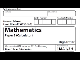 November 2017 Official Edexcel 9 1 Paper 3 Gcse Maths Higher Calculator Paper 3 Full Walkthrough Youtube