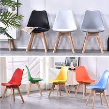 Colorful Tulip Chair With Oak Legs Plastic Dining Chairs Chair Modern Wooden Furniture