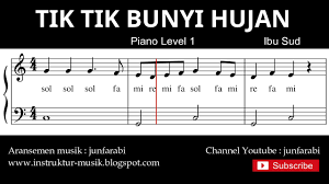 Pada bagian atas notasi lagu tik tik bunyi hujan halaman 13, tertulis tanda tempo sedang. Not Balok Tik Tik Bunyi Hujan Tutorial Piano Tingkat 1 Notasi Lagu Tik Bunyi Hujan Lagu Anak Youtube