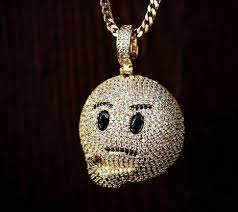 1 50 Ct Round Diamond Men S Thinking Face Emoji Charm Pendant 14k Yellow Gold Gp Animasjewels Pendant Custom Pendants Emoji Charm Pendant