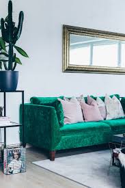 Blogger Who Is Mocca Updated Her Ikea Stockholm Sofa With A Bemz Cover In Emerald Zaragoza Vintage Ve Green Couch Living Room Living Room Sofa Ikea Living Room