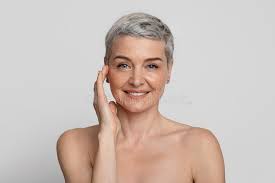 Anti-Age Treatment. Portrait of Attractive Nude Mature Woman with Beautiful  Skin Stock Image - Image of people, hands: 186301999