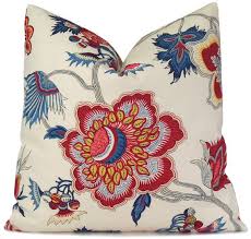 22 x 22, pillow type: 47 Iman Samoan Gem Floral Pillow Cover In Red Blue Accent Pillow 18x18 20x20 22x22 Or Lumbar Floral Pillows Floral Pillow Cover Decorative Pillow Shams