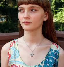 Sterling Silver and Blue Sapphire Starfish Pendant