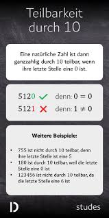 Teilbarkeitsregel 10 In 2020 Teilbarkeitsregeln Lernen Spicker