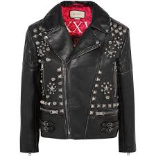 Gucci Studded Leather Biker Jacket 5 880 Liked On Polyvore Featuring Outerwear Jackets Leather Jackets Women Studded Leather Jacket Gucci Leather Jacket