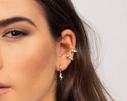 Lightning Bolt Earrings, Lightning Bolt Hoop Earrings, Dainty Hoops, Dainty  Earrings, Hoops With Lightning Bolt Pendant, Gold Earrings