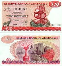 Zimbabwe 10 Dollars 1994 Sable Antelope Paper Currency Money Notes Banknote Collection