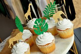 She was going to have a boy. Jungle Leaves Cupcake Toppers 1 Set Of 12 Toppers Safari Baby Showe Confetti Momma