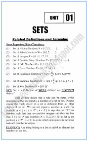 Adamjee Coaching Sets Definitions And Formulae Mathematics Notes For Class 10th Math Formula Chart Sets Math Math Formulas