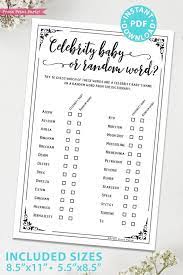 Be sure to keep the receipt, so you know how much each baby item costs. Celebrity Baby Shower Game Printable Rustic Press Print Party