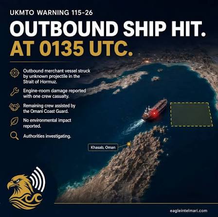 A ‌vessel was ⁠struck ​by an ⁠unknown projectile while transiting through the ‌Strait ‌of ​Hormuz, according to a report received by the UK Maritime Trade Operations (UKMTO) on ‌Tuesday.​