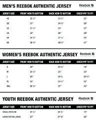 Reebok Ice Hockey Jersey Size Chart
