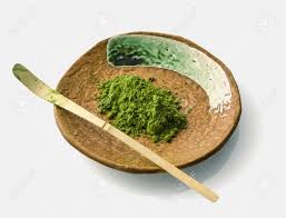 Japanese Matcha Green Tea Powder On A Ceramic Clay Plate With.. Stock  Photo, Picture And Royalty Free Image. Image 94289878.