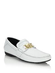 Black And White Loafers Men Versace White Vanitas Stitched Leather Loafers For Men Mens Leather Loafers Loafers Men Leather Loafers