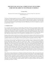 IDENTIFYING SPATIAL COMPETENCE OUTCOMES FOR SOUTH AFRICAN SECONDARY SCHOOLS