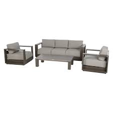 Le salon de jardin en aluminium : Salon De Jardin 5 Personnes Heraklion Aluminium Taupe Et Blanc Toilinux