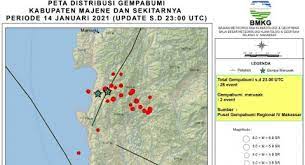 Gempa di samosir tadi malam hari ini 2021,terjadi pada kedalaman 5 km. Ini Titik Titik Gempa Di Majene Dan Mamuju Bmkg 2 Gempa Merusak Suara Sulsel
