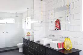 Image Result For Large Subway Tile Walls Black Vanity Bathroom Bathroom Layout Glass Backsplash Kitchen