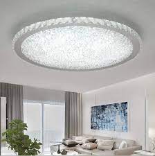Contemporary semi flush ceiling light boasting a polished chrome finish. Ladiqi Crystal Round Led Flush Mount Ceiling Light Luxury Modern Close To Ceiling Light Indoor Chandelier Lighting Fixture For Living Room Bedroom Dining Room Restaurant White 16 Amazon Com
