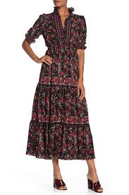 Max Studio Elbow Length Sleeve Print Tiered Maxi Dress Nordstrom Rack Tiered Maxi Dress Dresses Nordstrom Dresses